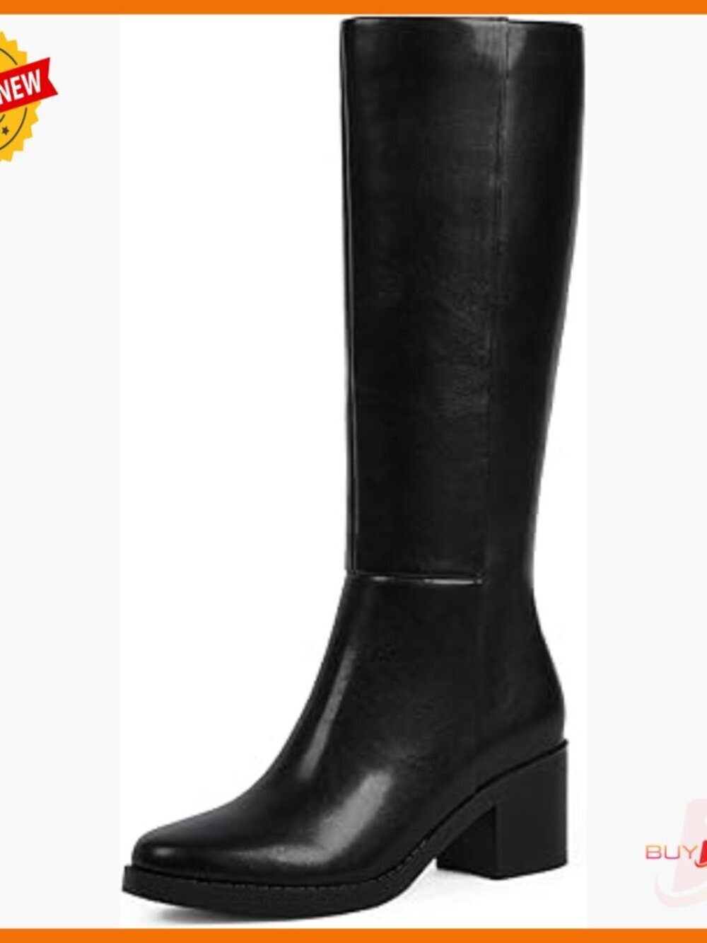 Knee High Boots Chunky Heel Round Toe Side Zipper Tall Boots Women